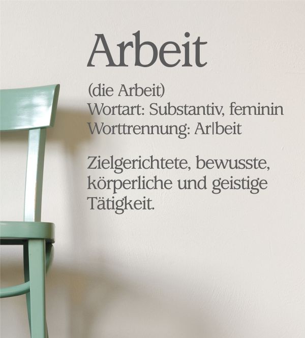 Definition Arbeit als Wandtattoo