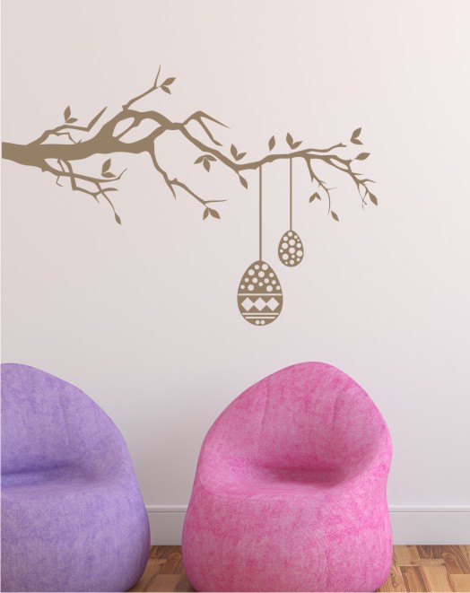 Ast mit Ostereier als Wandtattoo