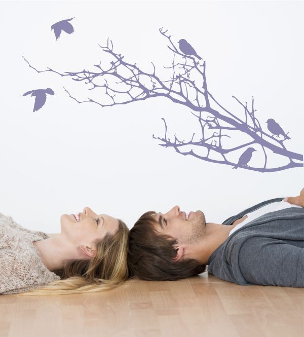 Vogel Ast 2 als Wandtattoo
