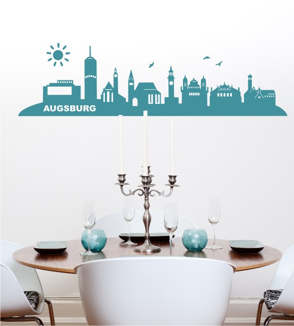 Skyline von Augsburg als Wandtattoo