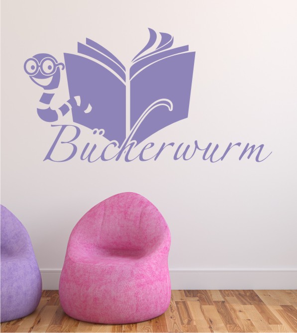 Bücherwurm als Wandtattoo