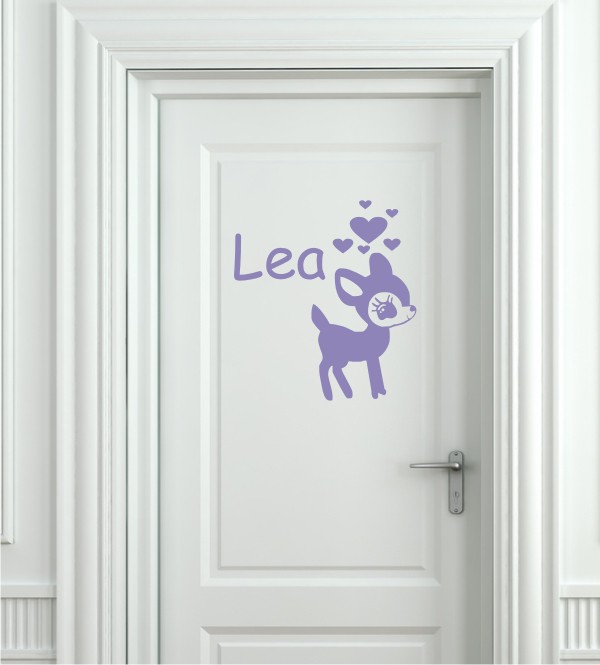 Bambi mit Name als Wandtattoo