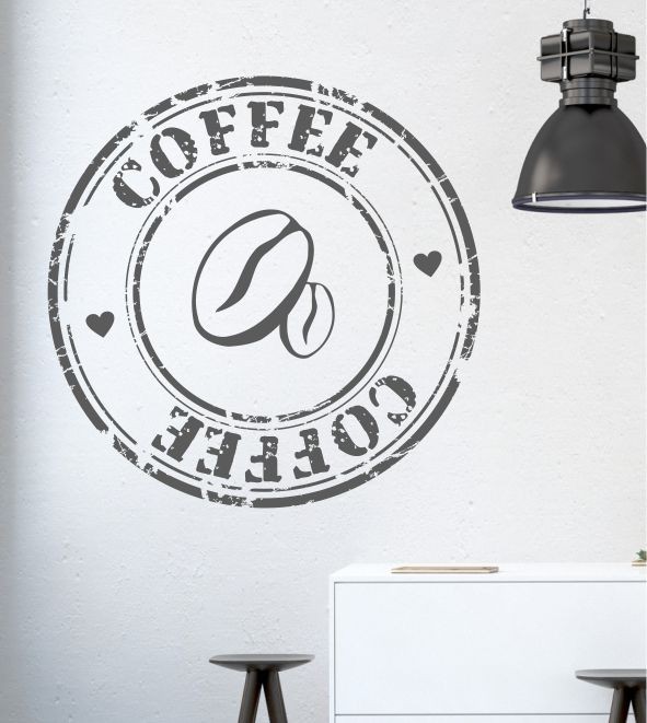 Stempel Kaffeebohnen Coffee als Wandtattoo 