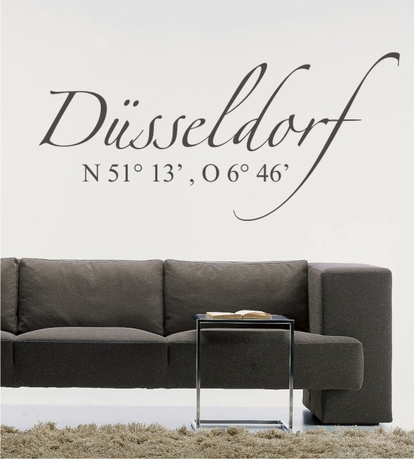 Düsseldorf Koordinaten als Wandtattoo