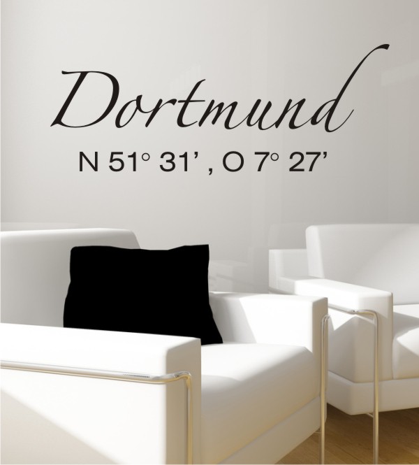 Dortmund Koordinaten als Wandtattoo