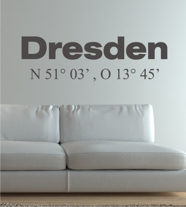 Dresden Koordinaten als Wandtattoo