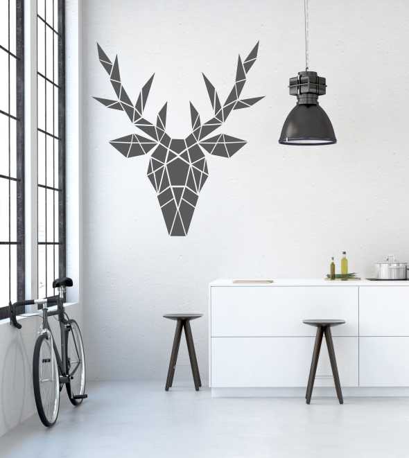 Hirschgeweih als geometrisches Wandtattoo