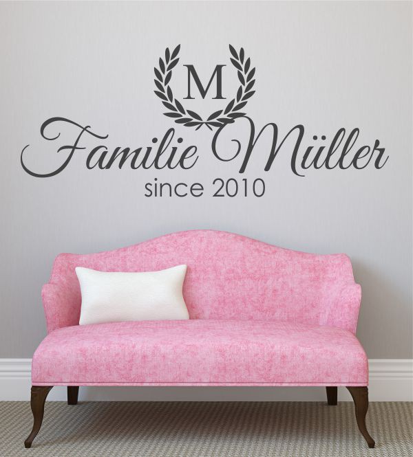 Familie mit Name + Datum als Wandtattoo