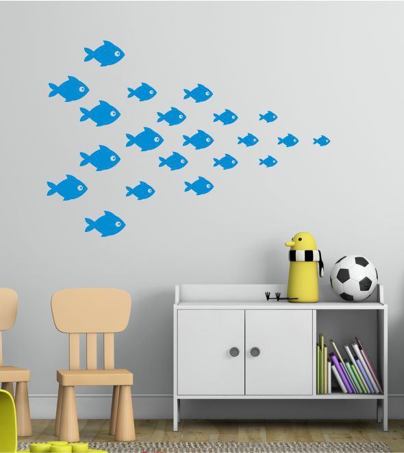 Fischschwarm als Wandtattoo