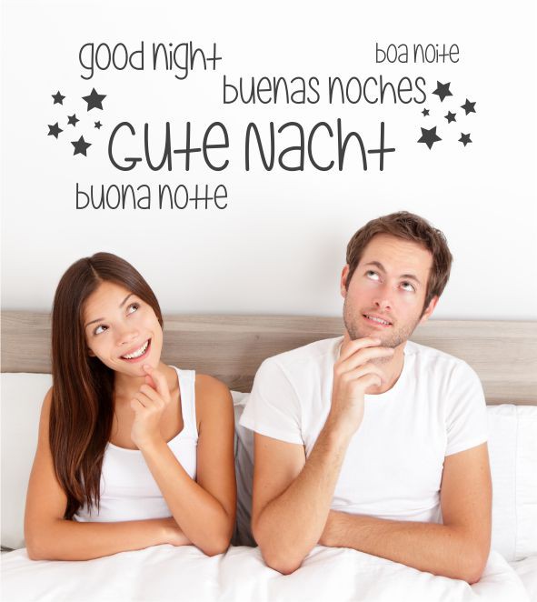 Gute Nacht als mehrschprachiges Wandtattoo