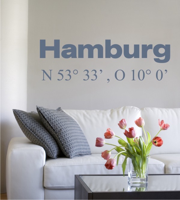 Hamburg Koordinaten als Wandtattoo