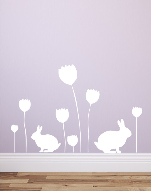 Tulpen mit Häschen als Wandtattoo