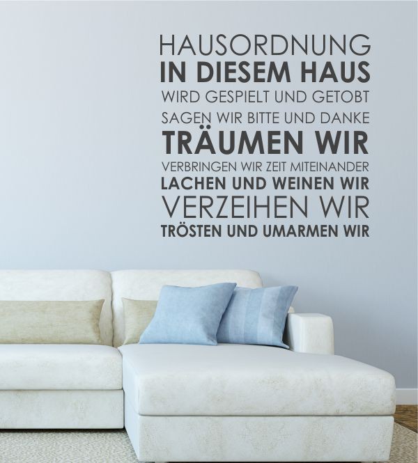 Hausordnung als Wandtattoo