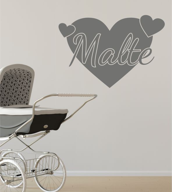 Herz mit Wunschname als Wandtattoo