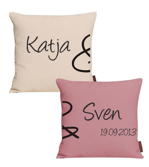 Kissen bedruckt mit Name und Datum