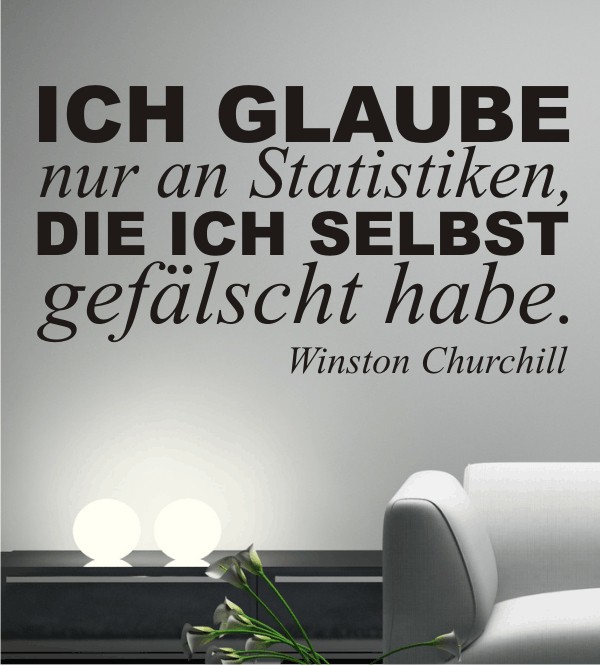 Ich glaube nur an Statistiken die ich selbst gefälscht habe. Wandtatttoo Zitat von Winston Churchill.