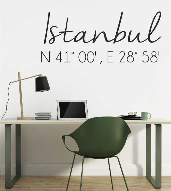 Istanbul Koordinaten als Wandtattoo 