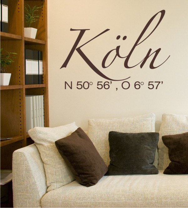 Köln Koordinaten als Wandtattoo