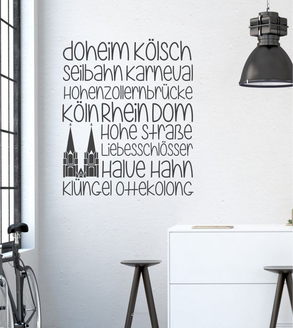 Köln in Wörtern als Wandtattoo