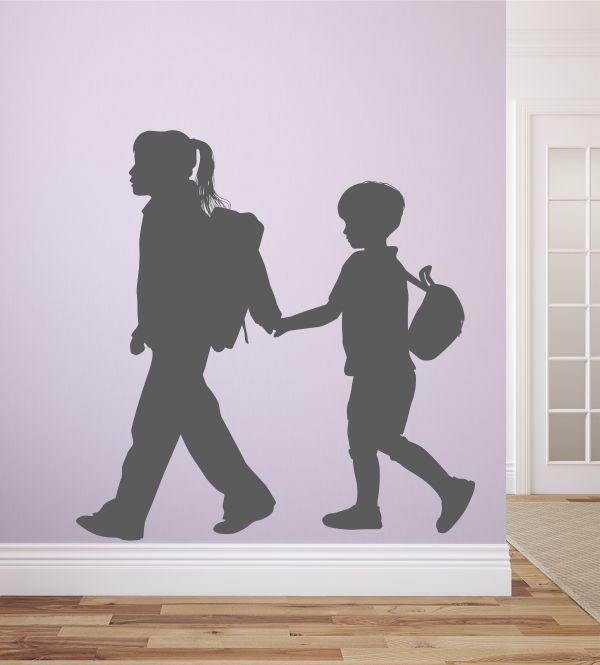 Geschwisterkinder als Wandtattoo