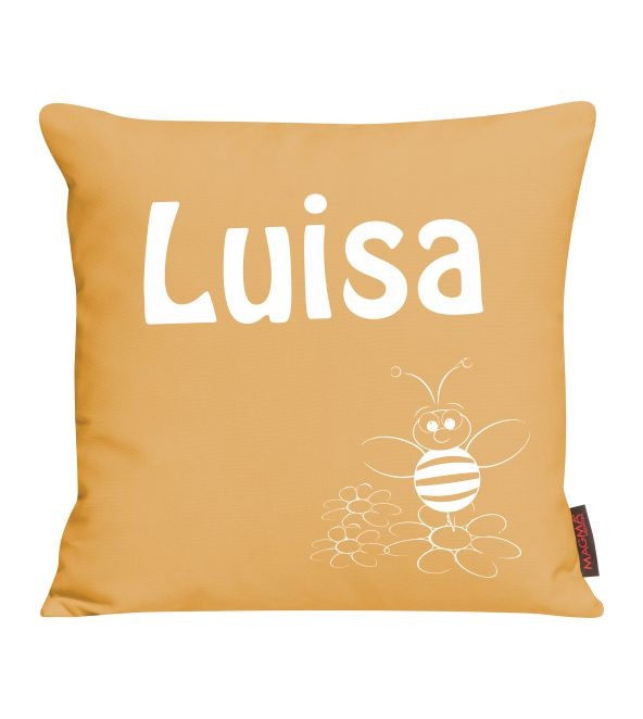 Kissen bedruckt mit Name und Biene
