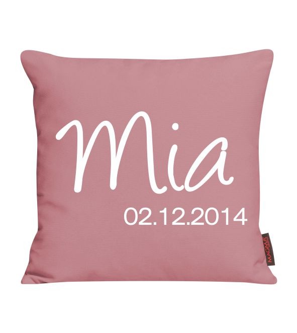 Kissen bedruckt mit Name und Geburtstag