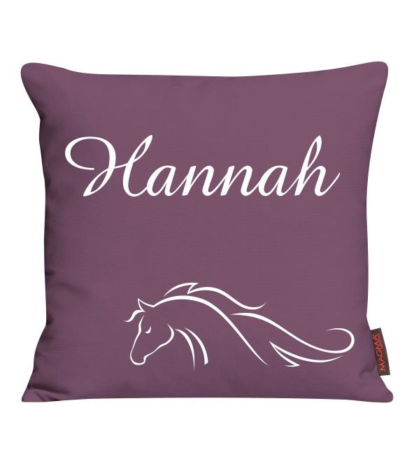 Kissen bedruckt mit Name und Pferdekopf