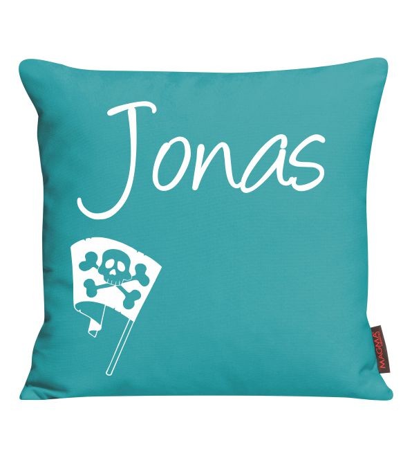 Kissen mit Name und Piratenflagge