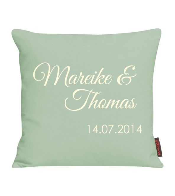 Kissen bedruckt mit Namen und Datum