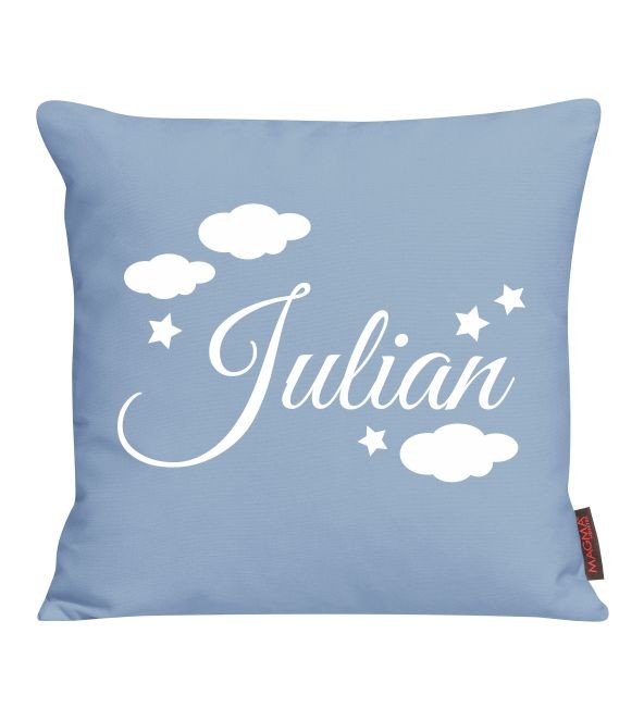 Kissen bedruckt mit Name, Sternchen und Wolken