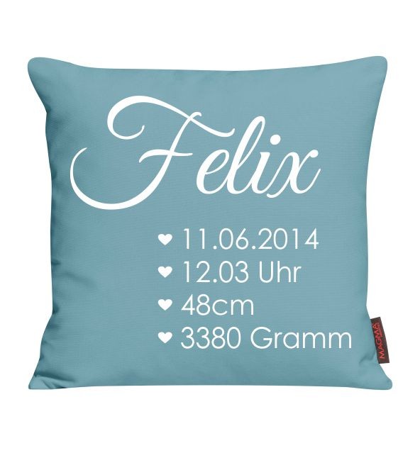 Kissen Geburt mit Name und Daten