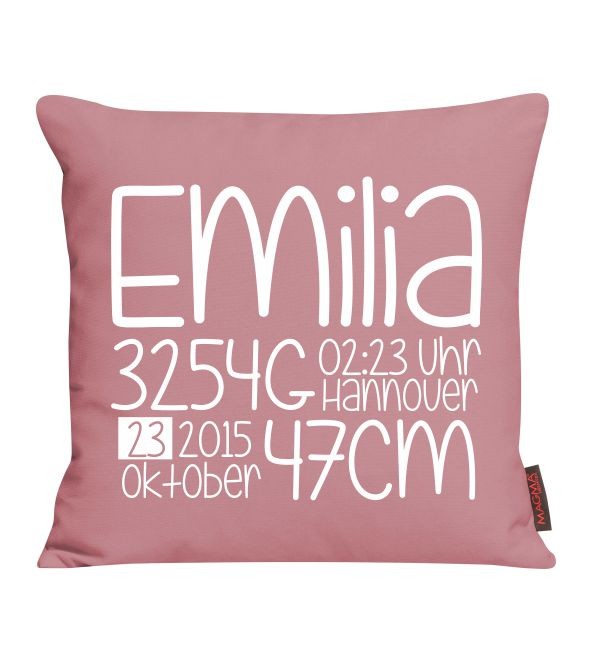 Kissen mit Geburtsdaten
