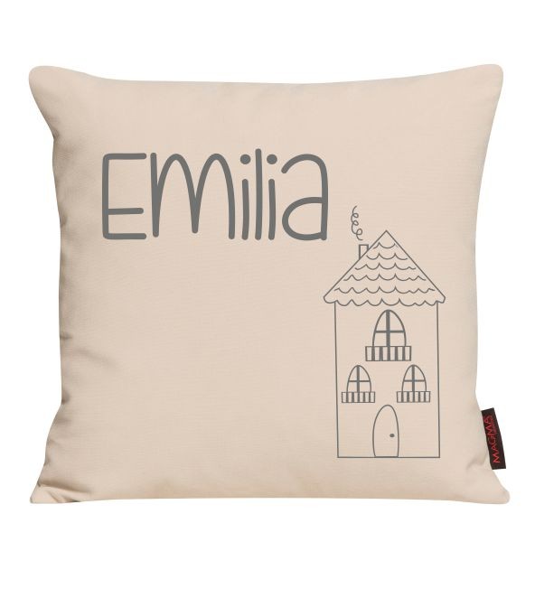 Kissen mit Name und Häuschen