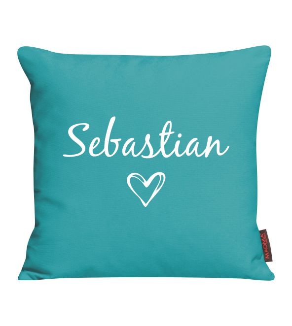 Kissen Name und Herz in Schreibschrift
