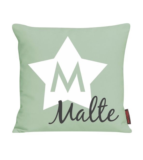 Kissen mit Namen und Initial im Stern