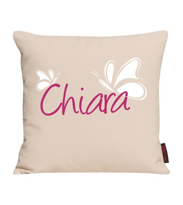 Kissen mit Namen und Schmetterlingen