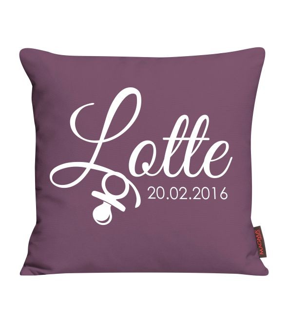 Kissen mit Schnuller und Daten