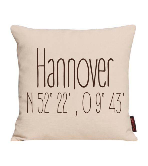 Kissen mit Stadt und Koordinaten
