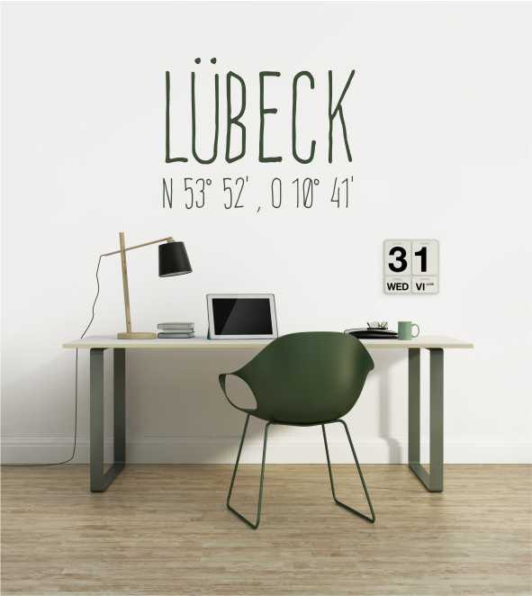 Lübeck Koordinaten als Wandtattoo