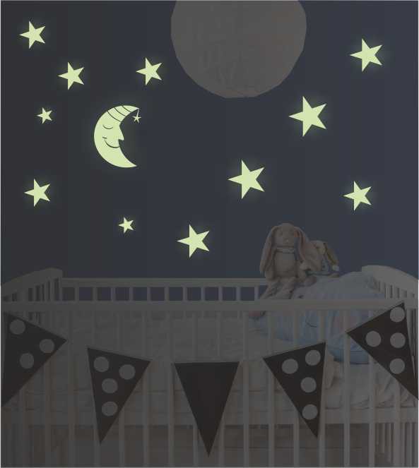 Leuchtset Mond und Sterne leuchtend