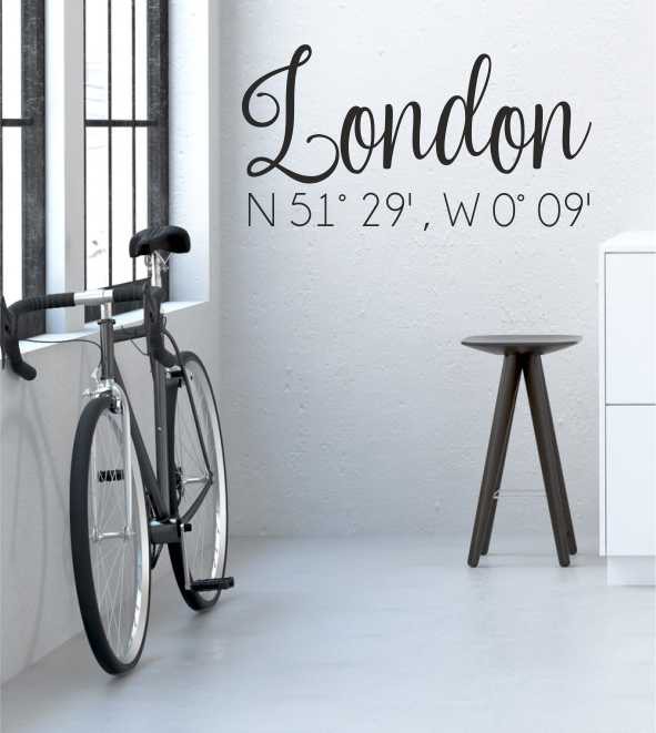 London Koordinaten als Wandtattoo