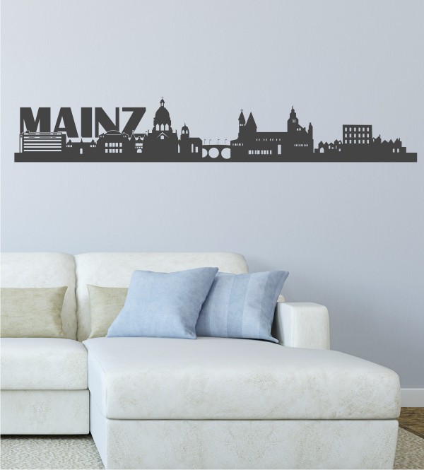 Skyline Mainz mit Schriftzug als Wandtattoo