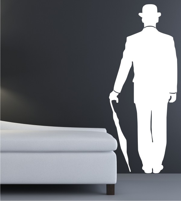 Mann mit Schirm als Wandtattoo