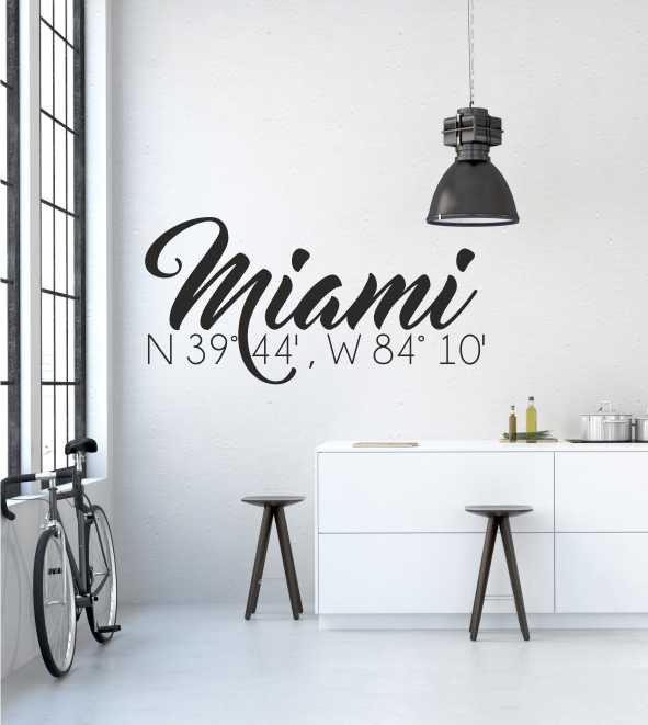 Miami Koordinaten als Wandtattoo
