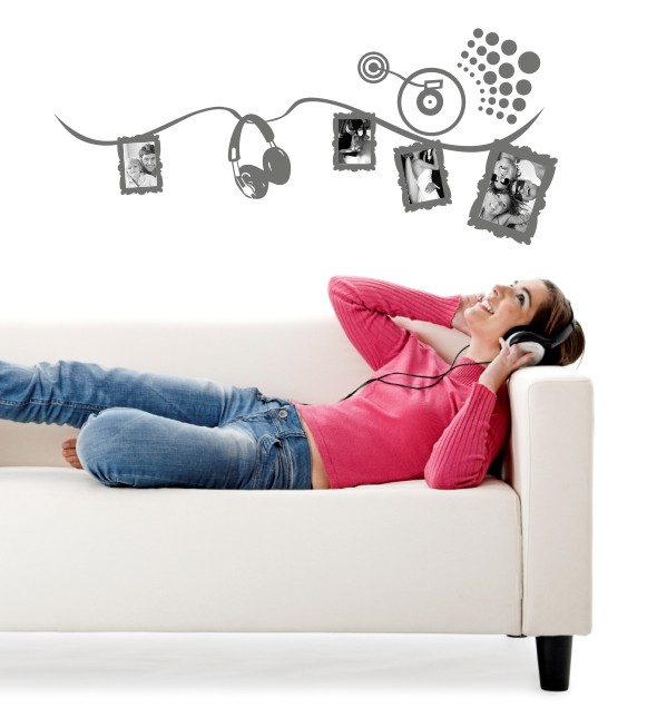 Musikranke mit Rahmen als Wandtattoo 