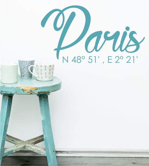 Paris Koordinaten als Wandtattoo