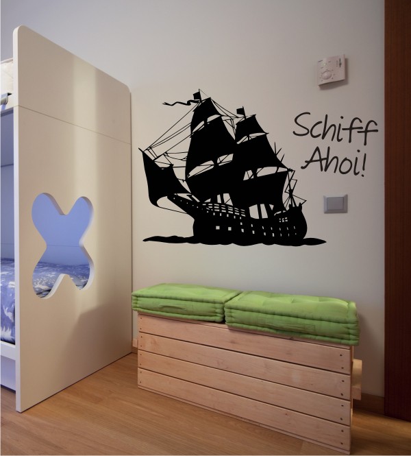 Schiff Ahoi als Wandtattoo