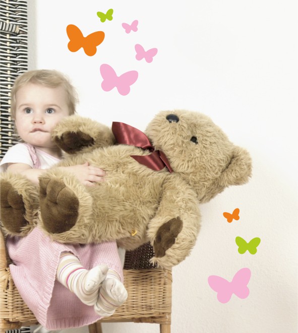 Schmetterlinge als Wandtattoo (3-farbig)