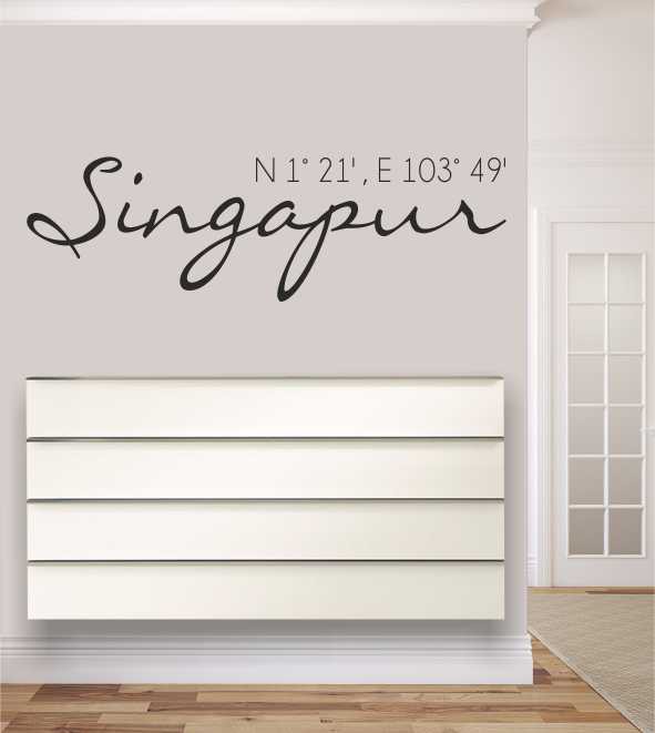 Singapur Koordinaten als Wandtattoo 