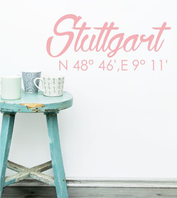 Stuttgart Koordinaten als Wandtattoo